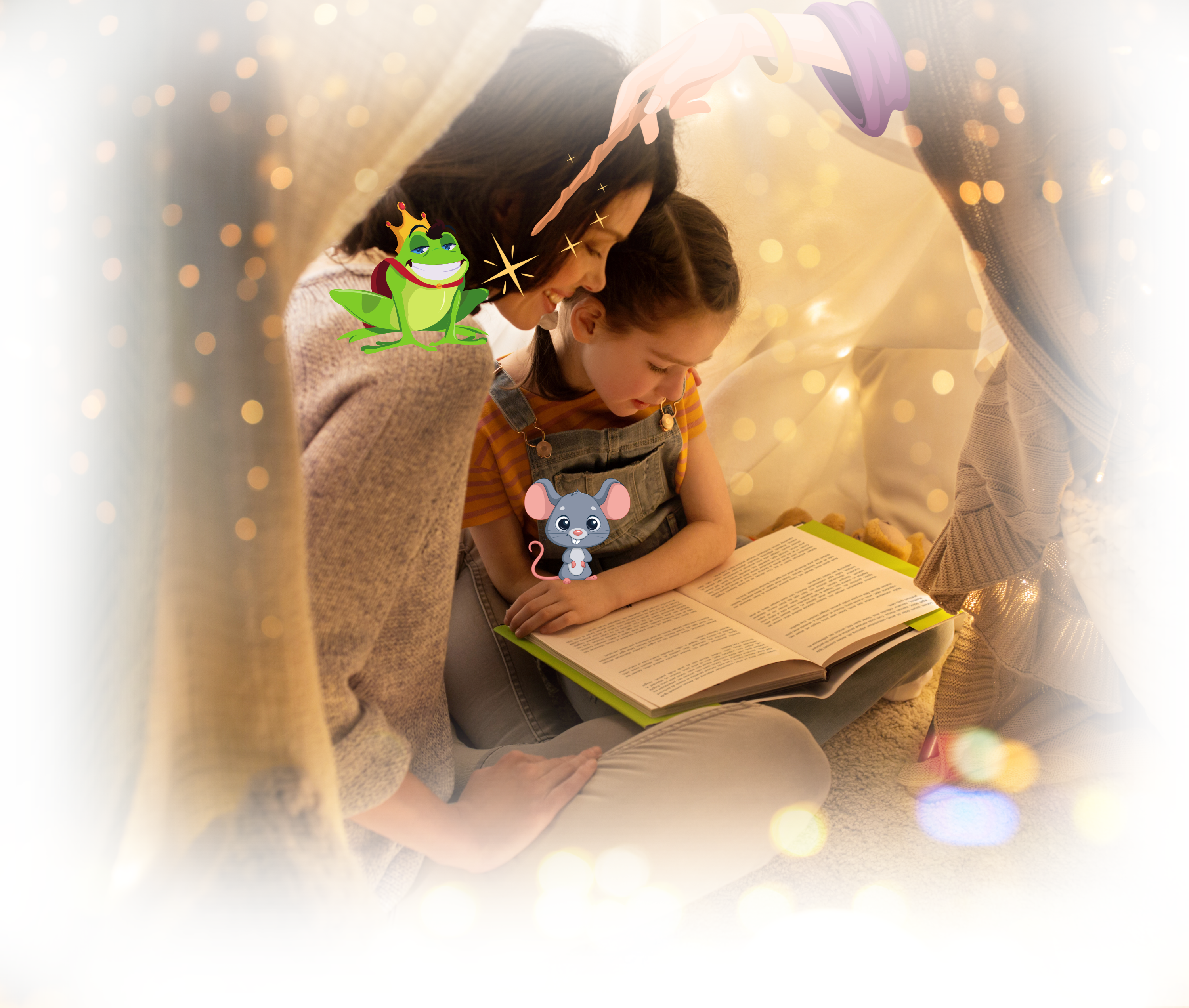 Mother reading a book with her kid