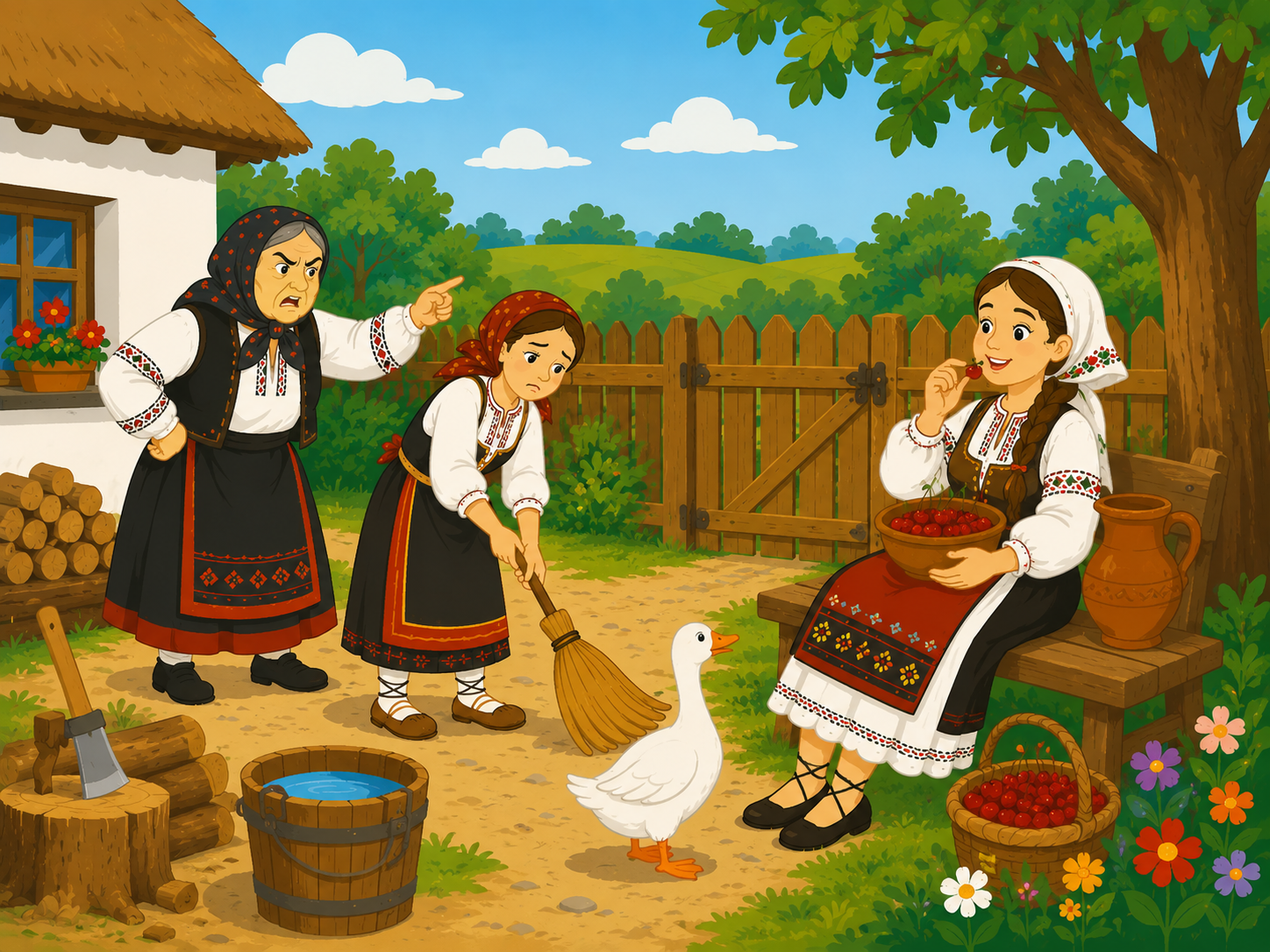 Fata babei și fata moșneagului