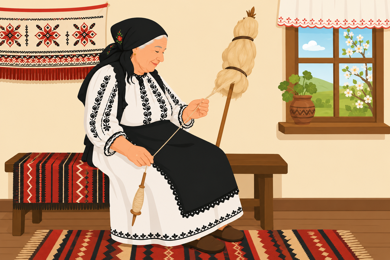 Ilustrație pentru poezia Bunica de Ștefan Octavian Iosif